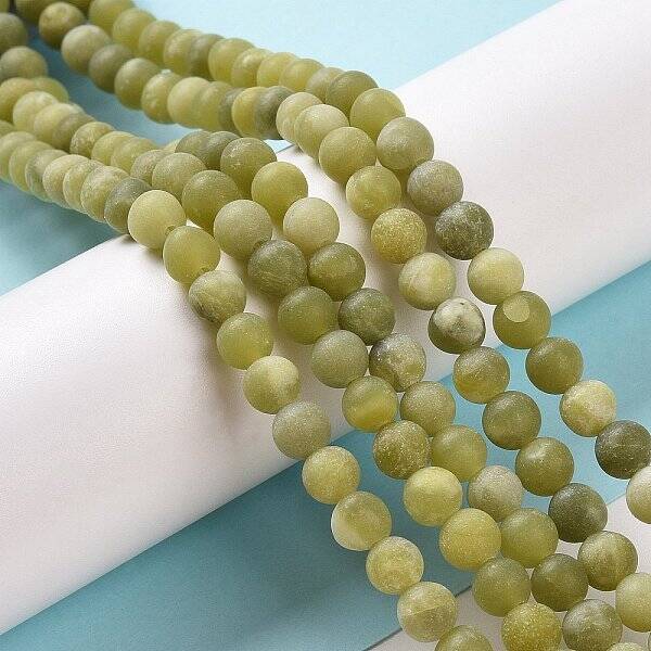 Round Frosted Natural TaiWan Jade Bead Strands
