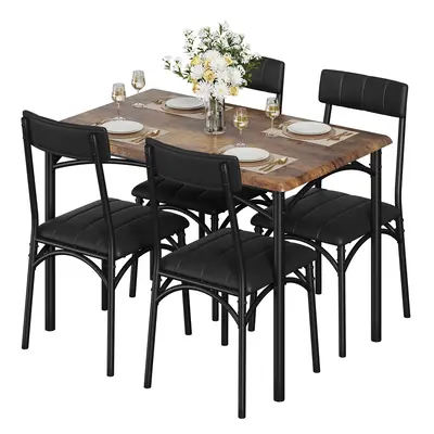 Garvee 5 Piece Dining Table Set for 4, Kitchen Table and Chairs Rectangular, Metal and Wood Dinning Room Table Furniture Set ...