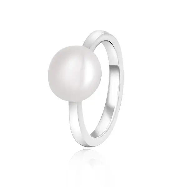 Beneto Elegant silver ring with real pearl AGG29 - Circuit: 52 mm