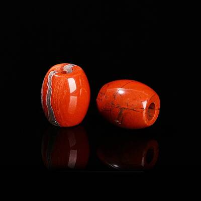 Natural Red Jasper Large Hole Barrel Beads