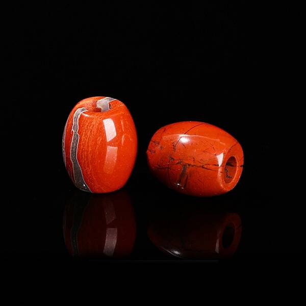 Natural Red Jasper Large Hole Barrel Beads