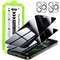 Esanik [2+2 Pack for iPhone 16/15/14/13 Pro Max Plus Mini Privacy HD Screen Protector – Anti-Spy Anti-Peeping Tempered Glas...
