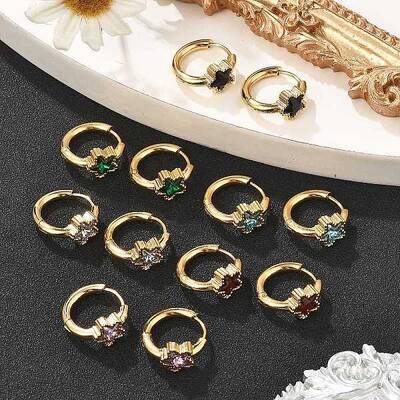 304 Stainless Steel Star Hoop Earrings