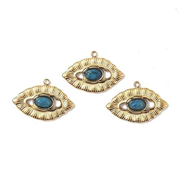 PVD Vacuum Plating 201 Stainless Steel Natural Natural Agate Pendants
