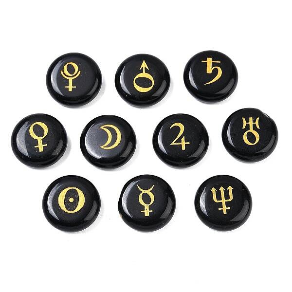 10Pcs 10 Styles Natural Obsidian Cabochons