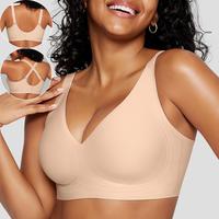 OEAK Women's Seamless Bras Deep V Wireless Push Up Soft Bras No Underwire Supportive Bra Breathable Comfort Sleep Bralettes
