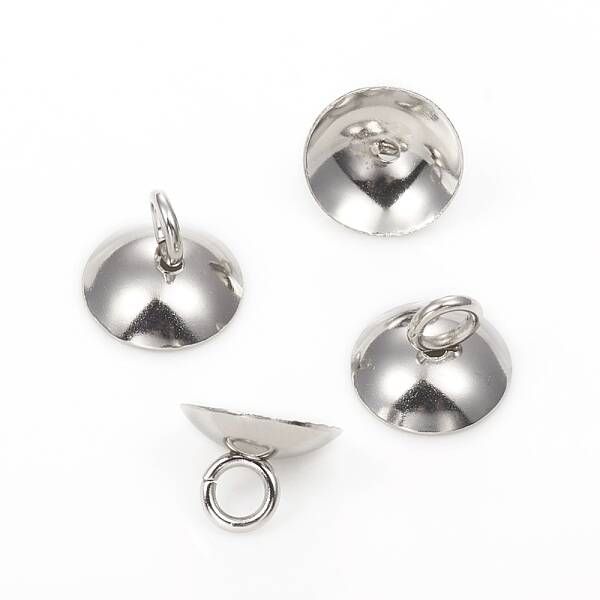 201 Stainless Steel Bead Cap Pendant Bails