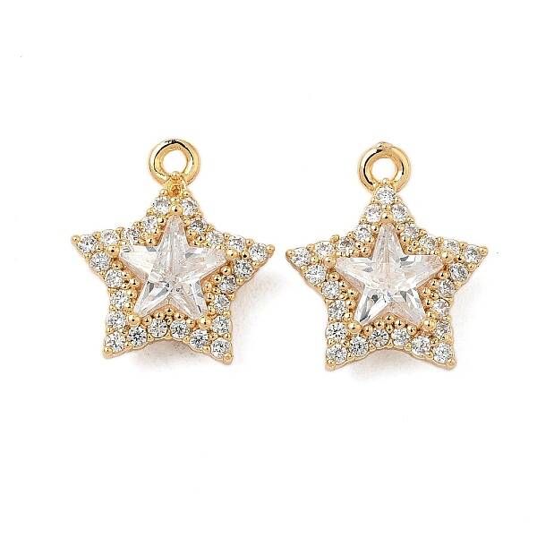 Brass Micro Pave Clear Cubic Zirconia Pendants