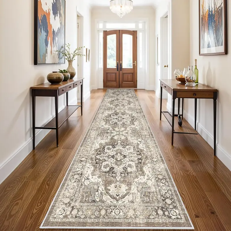 Boho Style Geometric Pattern Rug, Persian Carpet, Non-slip Washable Floor Mat, Decorative Runners for Home Living Room Bedroo...