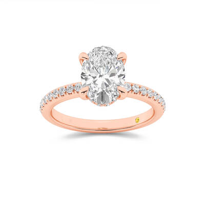 Aurelia Half Coverage Hidden Halo Oval Lab Grown Diamond Engagement Ring | 18K Rose Gold 1 7/8 CT. TW.