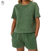 AUTOMET Y2K Fade Craft Casual Acid Wash 2-Piece Outfit | Women's Tank Top & Shorts Set | Spring Comfort Fit | No Bleach/Deter...