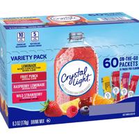 Crystal Light Variety Pack Drink Mix - 60 Packets of Beverage Mixed Powder with Lemonade, Fruit Punch, Raspberry Lemonade, Wi...