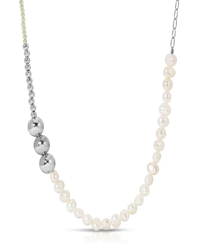 Kloss Necklace | Metal Color: Silver | Gemstone: Peridot