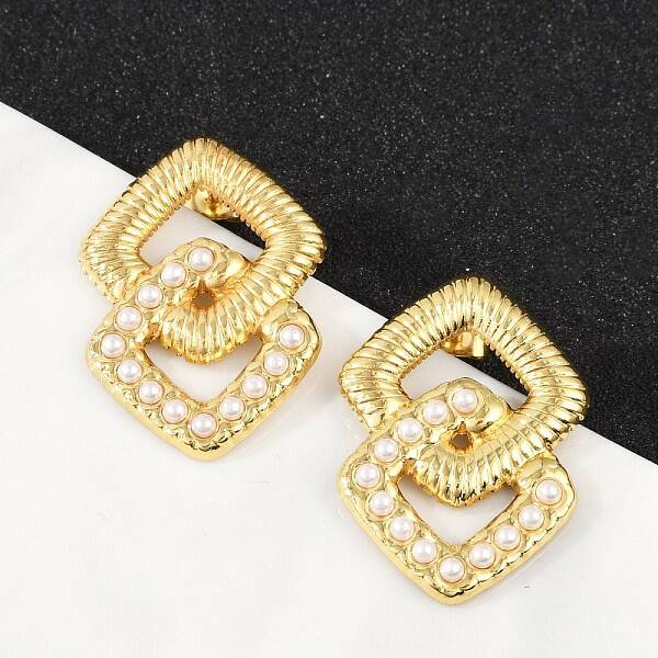 304 Stainless Steel ABS Plastic Pearl Stud Earrings for Women