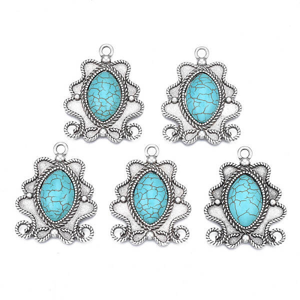 Synthetic Turquoise Pendants Settings for Enamel
