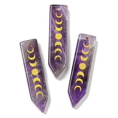 Natural Amethyst Moon Phase Pendants