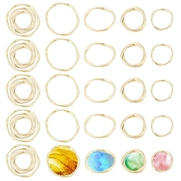 40Pcs 4 Styles Alloy Linking Rings