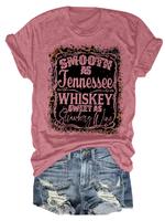 【Plus Size】 Smooth Whiskey Print Round Neck Tee, Casual Short Sleeve Crew Neck T-shirt for Daily Wear, Women Plus Clothin...