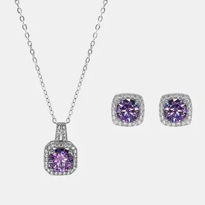 【294】Classical Synthetic Moissanite Necklace&Earrings Sets– Timeless and Elegant Choice for Any Occasion