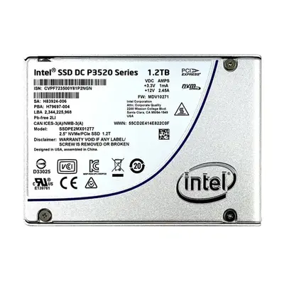 SSDPE2MX012T701 Intel DC P3520 1.2TB Multi-Level Cell PCI Express 3.0 x4 NVMe U.2 2.5-Inch Solid State Drive