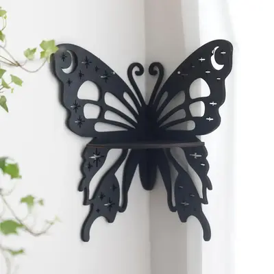 Rustic Wood Butterfly Wall Decor, Butterfly Design Wall Hanging Shelf for Home Office Coffee Bar Decoration