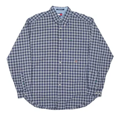 TOMMY HILFIGER Shirt Blue Gingham Long Sleeve Mens L
