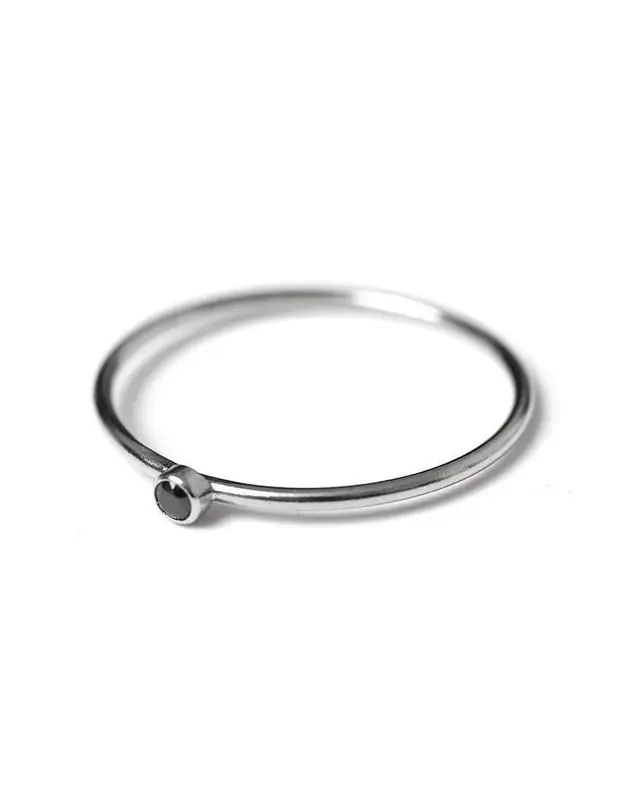 Dia Black Ring | Metal Color: Silver | Size: 8