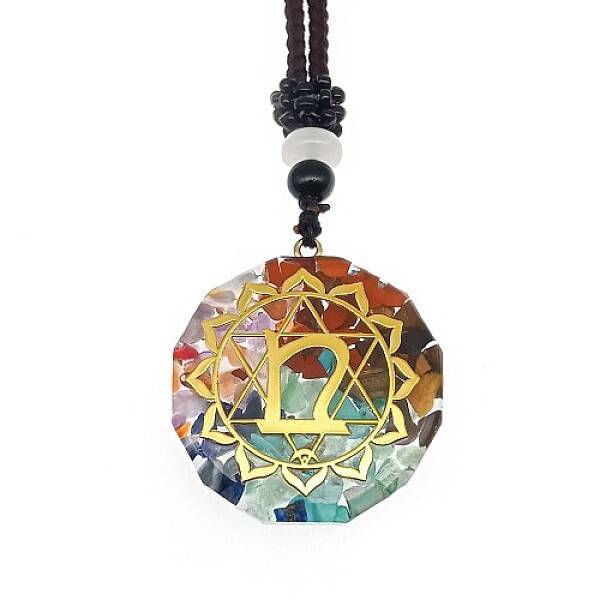Resin & Natural & Synthetic Mixed Gemstone Pendant Necklaces