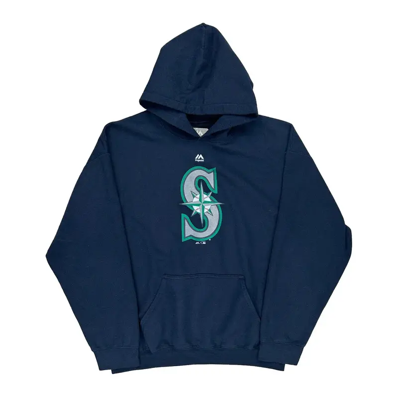 Seattle Mariners Majestic Mlb Hoodie - XL Navy Cotton Blend
