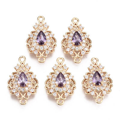 Brass Micro Pave Cubic Zirconia Links Connectors