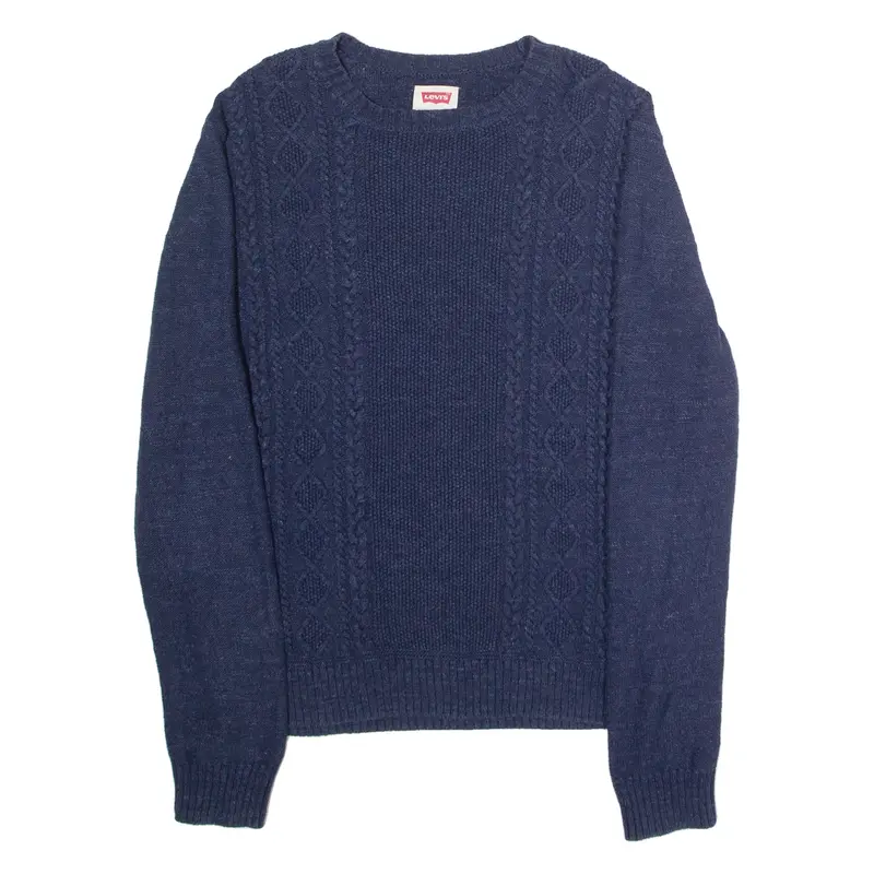 LEVI'S Mens Jumper Blue Crew Neck Cable Knit L