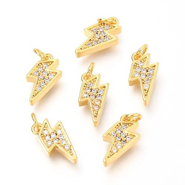 Brass Micro Pave Clear Cubic Zirconia Charms
