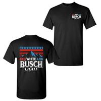 Red White And Busch Light 2-Sided T-Shirt, Unisex Casual Graphic Tee, Trendy Summer Top, Streetwear, Patriotic Style, Trendy ...
