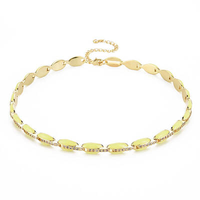 Brass Micro Pave Cubic Zirconia Link Tennis Necklaces for Women