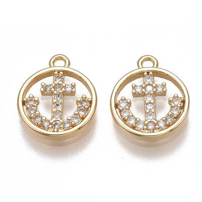 Brass Micro Pave Cubic Zirconia Charms
