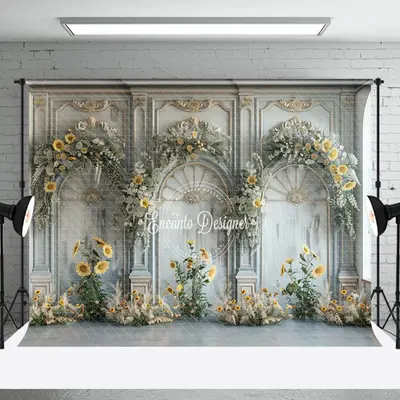 Arch Floral White Luxury Retro Wall Wedding Backdrop