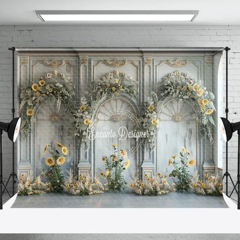 Arch Floral White Luxury Retro Wall Wedding Backdrop