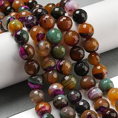 Faceted Natural Banded Agate Beads Strands