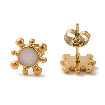 Ion Plating(IP) 304 Stainless Steel Flower Stud Earrings