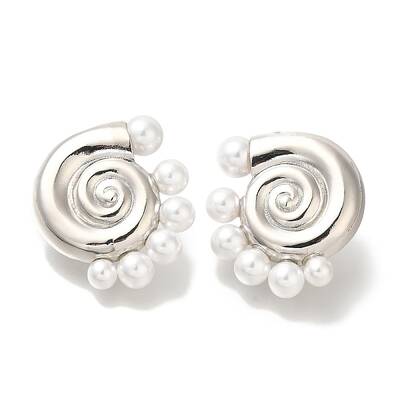 Rack Plating Shell Shape Brass Stud Earrings