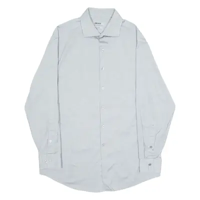 DKNY Slim Fit Mens Plain Shirt Grey Long Sleeve L