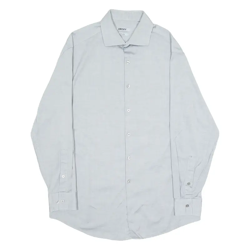 DKNY Slim Fit Mens Plain Shirt Grey Long Sleeve L