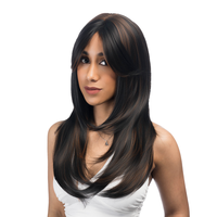 24-Inch Dark Espresso Brown (Ash Brown Highlights) Straight Wold Cut Synthetic Wig | 【Heat Resistant】【Cap Included】 |...