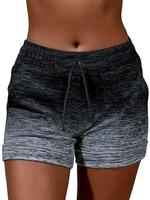 Women's Ombre Print Drawstring Waist Sports Shorts, Fitted Casual Comfy Breathable Shorts for Daily Outdoor Wear, Ladies Bott...