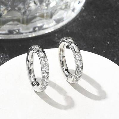 304 Stainless Steel Micro Pave Clear Cubic Zirconia Cuff Earrings