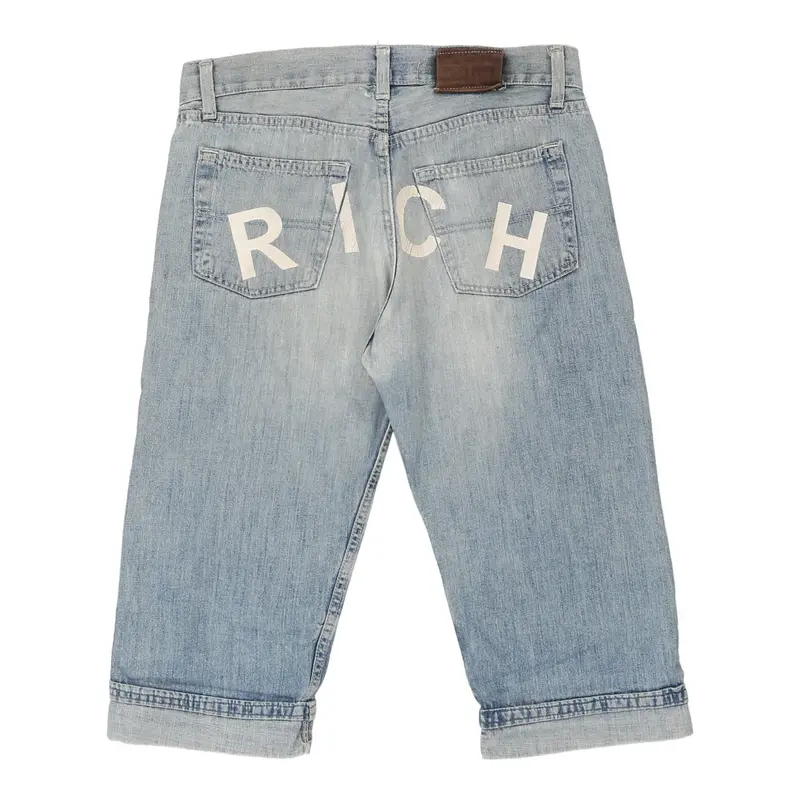 Richmond Spellout Denim Shorts - 32W 17L Blue Cotton