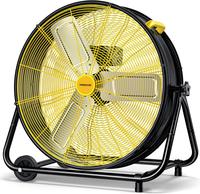 VAGKRI 24 Inch Industrial Drum Fan, 320W High Velocity Floor Fan, 3 Speed Heavy Duty Metal Air Circulator, 360° Tilt with Ca...