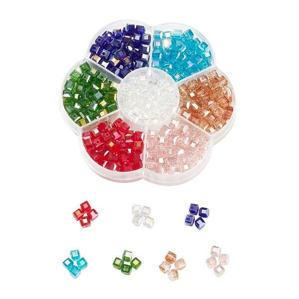 350Pcs 7 Colors Electroplate Glass Beads