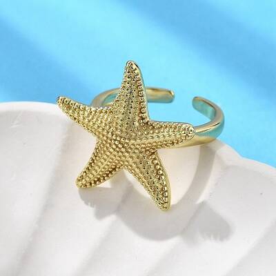 Starfish Brass Cuff Rings for Women