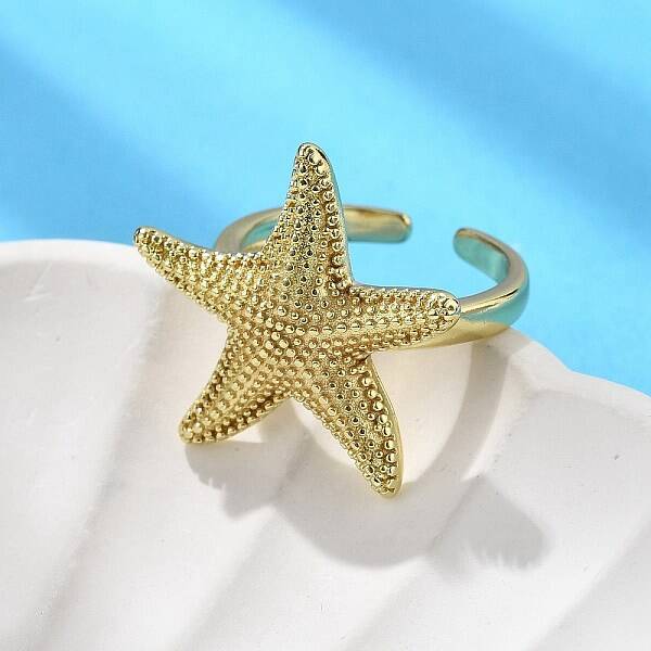 Starfish Brass Cuff Rings for Women